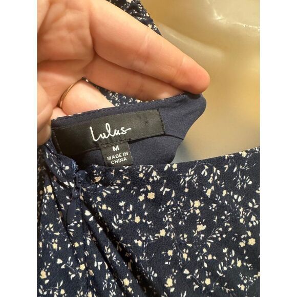 Lulu's Blue White Floral Ruffled Long Sleeve Mini Dress - Picture 8 of 8